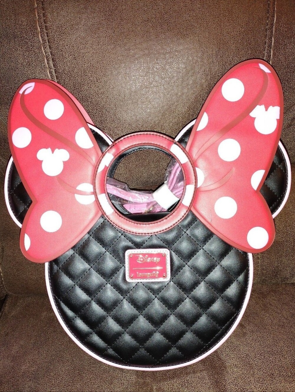 Disney Loungefly Black Quilted Minnie Mouse Crossbody Handbag